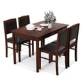 thumbnail image 1 of Gymax 5 PCS Dining Table Set for 4 w/Rubber Wood Legs Upholstered Seat Padded Backrest Brown, 1 of 9