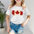 thumbnail image 2 of PMVFHDE Canada Day T-Shirt à Motif Imprimé Feuille d'Érable pour Filles, Manches Courtes, Chemise à Rayures pour Filles, T-Shirt à Manches Courtes pour Filles, T-Shirt d'Été à Col Rond, Coupe Décontractée, Chandails de Base, 2 of 4