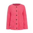 thumbnail image 4 of Women Casual Plus Size Plush Sweater Pockets Outerwear Buttons Cardigan Coat, 4 of 9