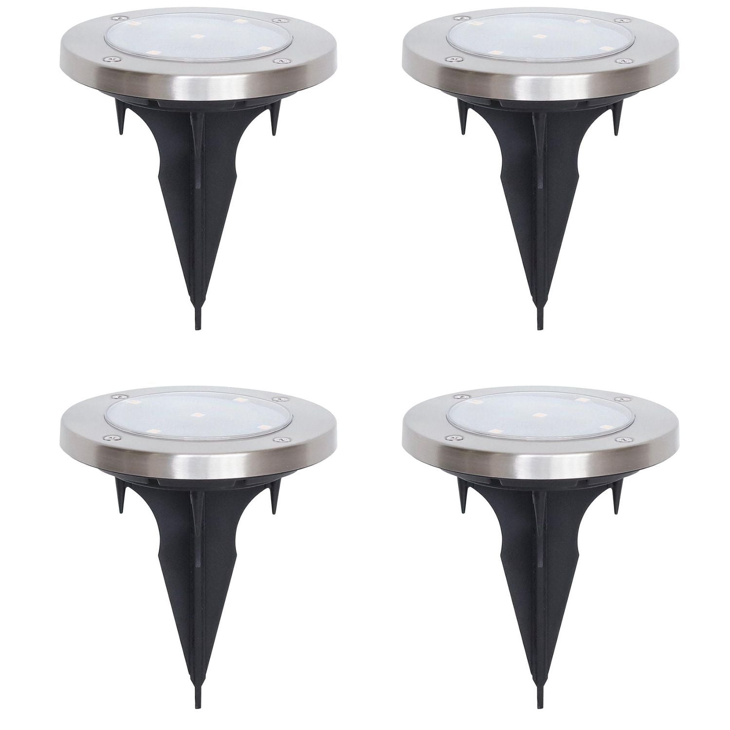 Lampes solaires en acier inoxydable Mainstays avec LED pour jardin, 12 lumens (4 paquet)