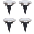 thumbnail image 2 of Mainstays Solar Powered Stainless Steel LED Landscape Disc Lights, 12 Lumens (4 pack), 2 of 7