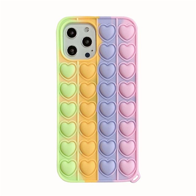 Fidget Toys Phone Case, Pop It Phone Case,Silicone Soft Protective Case,Pressure & Anxiety Relief Sensory Gadget Mobile Phone Protective Shell(iPhone 11Pro) Purple