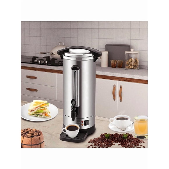 Urne à Café Commerciale, Distributeur de Boissons Chaudes 100 Tasses 15 L avec Robinet Sans Coulure, Grande Cafetière Commerciale en Acier Inoxydable à Infusion Rapide, pour Traiteur, Affaires, Fête, Église et Restaurant