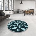 thumbnail image 4 of Ahgly Company Tapis d'Intérieur Rond Lavable en Machine Vert Sarcelle Profond Transitionnel, 8 Pieds Rond, 4 of 7