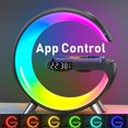 thumbnail image 2 of 15W Chargeur Sans Fil Réveil 6en1 Contrôle par Application Ambiance RVB Veilleuse Station Haut-Parleur Bluetooth pour Iphone android, 2 of 5