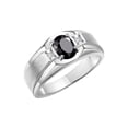 thumbnail image 3 of RYLOS Men's Rings Sterling Silver Classic 7X5MM Oval Gemstone & Diamond Ring Onyx October Birthstone Rings For Men, Silver Rings, Size 8, 3 of 7