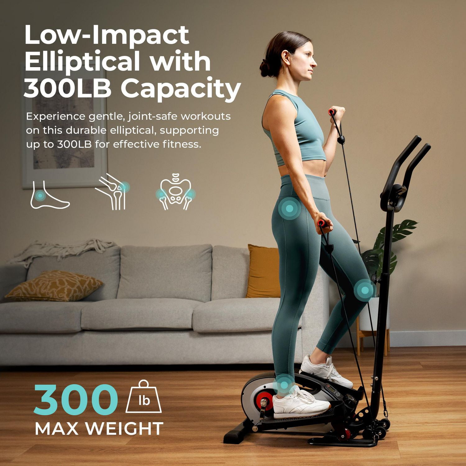 Sunny Health & Fitness Machine Elliptique Mini 2 en 1 Assis/Debout, Pédalier Portable sous Bureau pour Exercices à Domicile pour Seniors, Application Sunnyfit Gratuite avec Connexion Bluetooth, Barres
