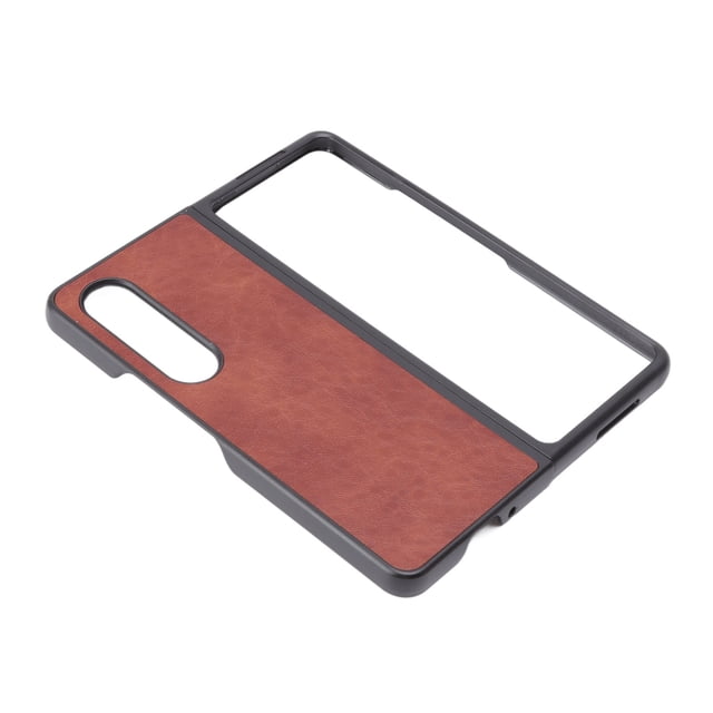 Folding Screen Phone Leather Case, Comfortable Dustproof Folding Screen Cell Phone Cover PU Leather For Gift Giving Brown