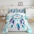 thumbnail image 2 of Ensemble de Literie Attrape-Rêves Hippie Format Grand, Couette Ombrée Sarcelle Grand pour Filles, Insert de Couette Papillon Bleu, Ensemble de Courtepointe Dégradé Aquarelle, Style Exotique Plumes Tribales, Couettes et Ensembles de Literie, 2 of 6