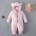 thumbnail image 2 of YOPTOP Clearance Items All !Teddy Bear Onesie Baby  Snowsuit Plush Cute Winter Coat Warm Hooded Footie Fleece Jumpsuit Rompers For  Girls Boys,pink,6-12months, 2 of 9