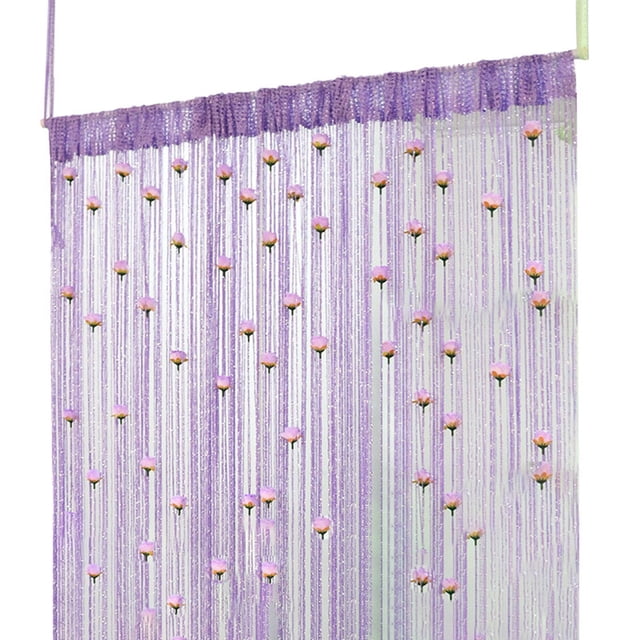 TIELUTT Rose Thread Door Curtain 2024 39x79 Inch String Curtain with Roses Room Divider Decoration Light Curtains 84 Rosette Curtains with Tiebacks Curtains Darkening Panels for Windows Shirt Curtains