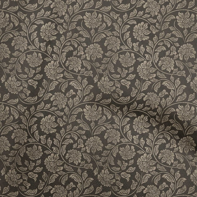 oneOone Polyester Spandex Brown Fabric Asian Batik Floral Sewing Craft Projects Fabric Prints By Yard 56 Inch Wide