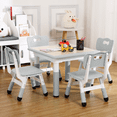thumbnail image 2 of Kids Table and Chairs Set, Height Adjustable Kids Desk with 4 Chairs for Ages 2-10, Multi-Activity Kids Arts Table with Graffiti Desktop and Non-Slip Legs for Classrooms Daycares Home, 2 of 7