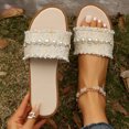 thumbnail image 5 of Cameland Large Size Small Fragrant Pearl Flat Slippers Fashionable Versatile Female Celestial Style Fish Mouth Shoes, 5 of 5