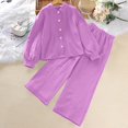 thumbnail image 2 of vdgthytj Toddler Boy Girl Fall Spring Clothes Kids Long Sleeve Button down Shirt and Wide Leg Pants 2PCS Lounge Outfit, 2 of 9