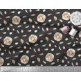 thumbnail image 3 of Soimoi Black Poly Georgette Fabric Nest & Feather Decor Fabric Printed Yard 52 Inch Wide, 3 of 5
