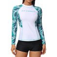 thumbnail image 1 of Women Quick Dry Athletic Floral Printed Rush Guard Sun Protection UPF 50+ Long Sleeve Shirt, 1 of 6