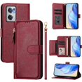 thumbnail image 1 of Case for Oneplus NORD CE 2 5G Zipper Wallet Flip Cover with Card Holder, Photo Frame, Kickstand & Lanyard, PU Leather Red, 1 of 5