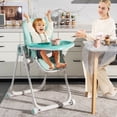 thumbnail image 2 of Babyjoy Baby High Chair Foldable Feeding Chair w/ 4 Lockable Wheels Green, 2 of 8