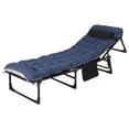 thumbnail image 1 of Tragbares, faltbares Campingbett für Erwachsene – Schwerlast-Doppel-Oxford, dicke Matratze, abnehmbares Polster, bis 400kg belastbar, ideal für Outdoor, Zelt, Reisen, Büro, Zuhause – Blau oben, 1 of 8