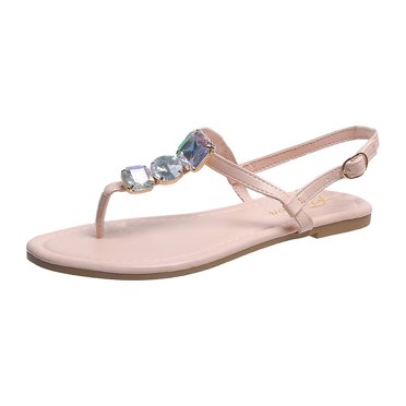RKSTN Sandales pour Femmes Sandales Plates avec Strass Sandales à Clipser pour Femmes
