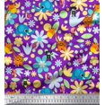 thumbnail image 1 of Soimoi Modal Satin Fabric Floral,Bird & Animal Cartoon Decor Fabric Printed Yard 42 Inch Wide, 1 of 3