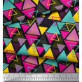 thumbnail image 2 of Soimoi Black Modal Satin Fabric Triangle Art Geometric Print Sewing Fabric Yard 42 Inch Wide, 2 of 3