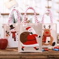 thumbnail image 4 of Christmas Gift Bags Linen Embroidery Santa Snowman Deer Design Red White Coffee Color 7.5 in x 5.9 in x 0.4 in Tote Bag for Small Gifts Candy Storage, 4 of 8