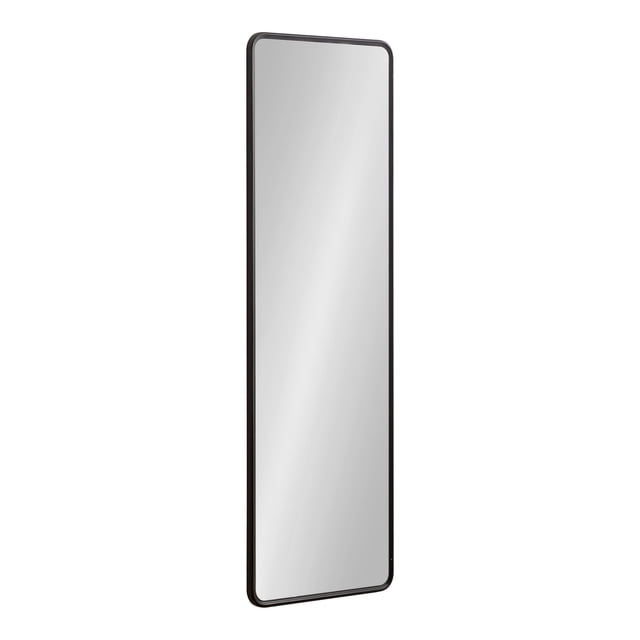 Kate and Laurel Caskill Modern Framed Full-Length Rounded Rectangle Mirror, 16 x 48, Black, Narrow Decorative Round Rectangular Statement Mirror for Wall