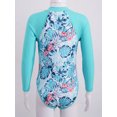 thumbnail image 4 of YONGHS Kids Girls Long Sleeve One Piece Swimsuits Zipper Rash Guard Swimwear UV Protection Bathing Suit Mint Green 8, 4 of 7