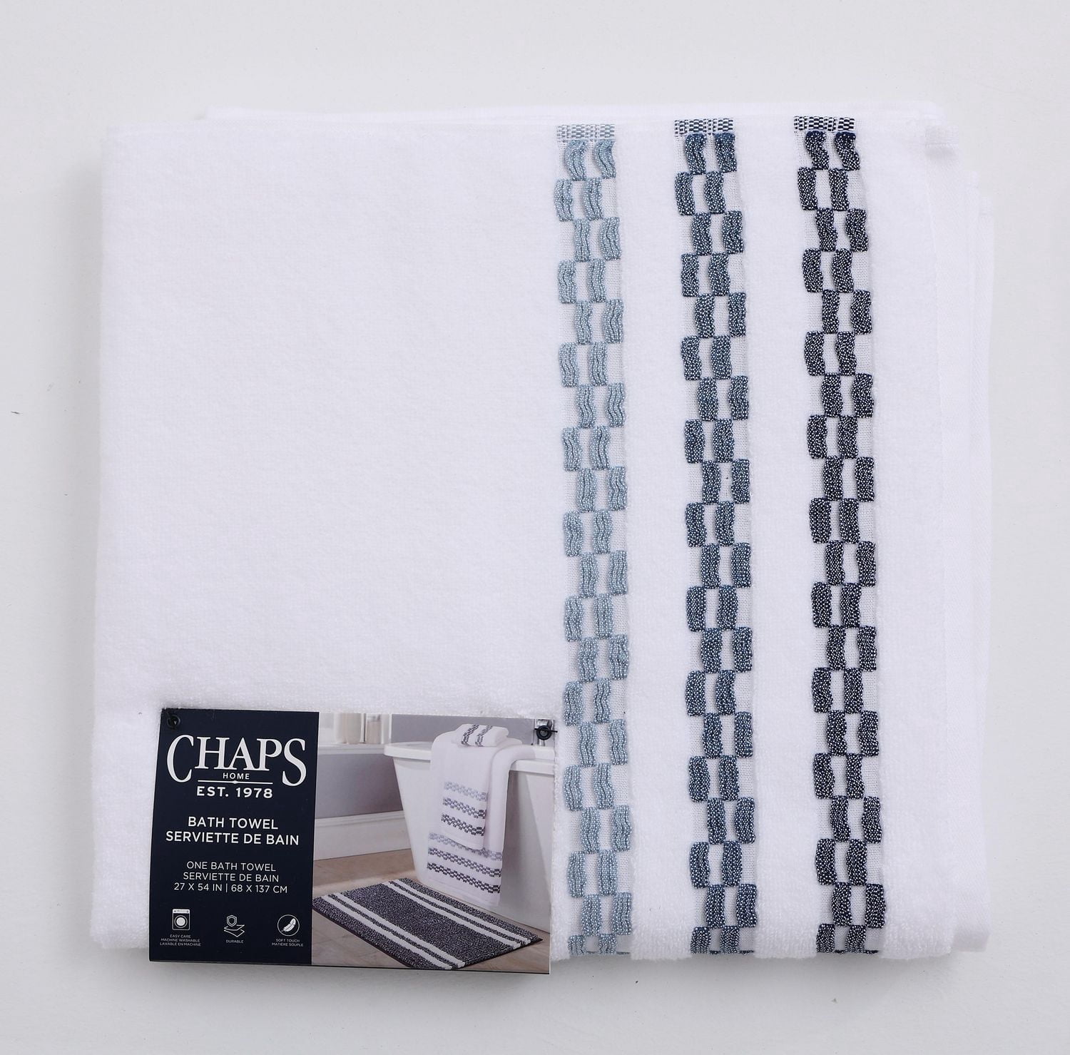 Serviette Chaps Navy : confort luxueux dans un format élégant de 27" x 54"
