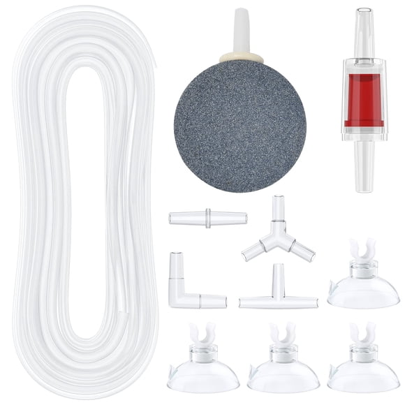 Pawfly 7 Feet Airline Tubing Standard Aquarium Air Pump Accessories with Air Stones Check Valves Suction Cups and Connectors
