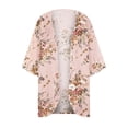 thumbnail image 4 of TIMIFIS Womens Floral Chiffon Kimono Cardigans Loose Beach Cover Up Half Sleeve Tops-Beige-2-MFall, 4 of 5