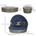 thumbnail image 2 of Outsunny Chaise Longue de Patio avec Canapé-Lit Rond Coussiné 4 Pcs Bleu Foncé, 2 of 9