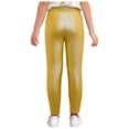 thumbnail image 2 of MSemis Girls Jazz Dance Leggings Metallic Ribbed Elastic Waistband Solid Color Toursers for Hip-hop Performance Gold 130, 2 of 7