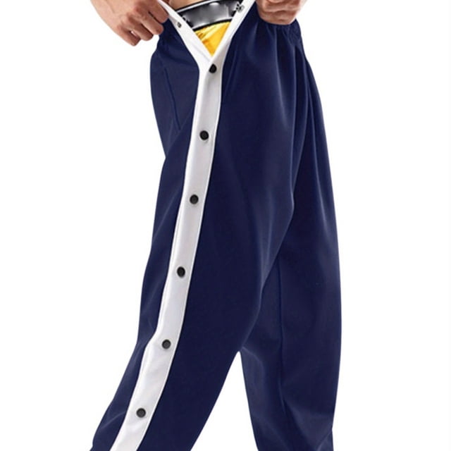 Bamboohart Men‘s Tear Away Pants Loose Fit Basketball Pants High Split Snap Button Sweatpants