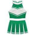 thumbnail image 5 of Oyolan Tenue d'Uniforme de Pom-Pom Girl pour Femmes Adultes, Haut Court Sans Manches, Mini Jupe Plissée, Vert, TG, 5 of 5