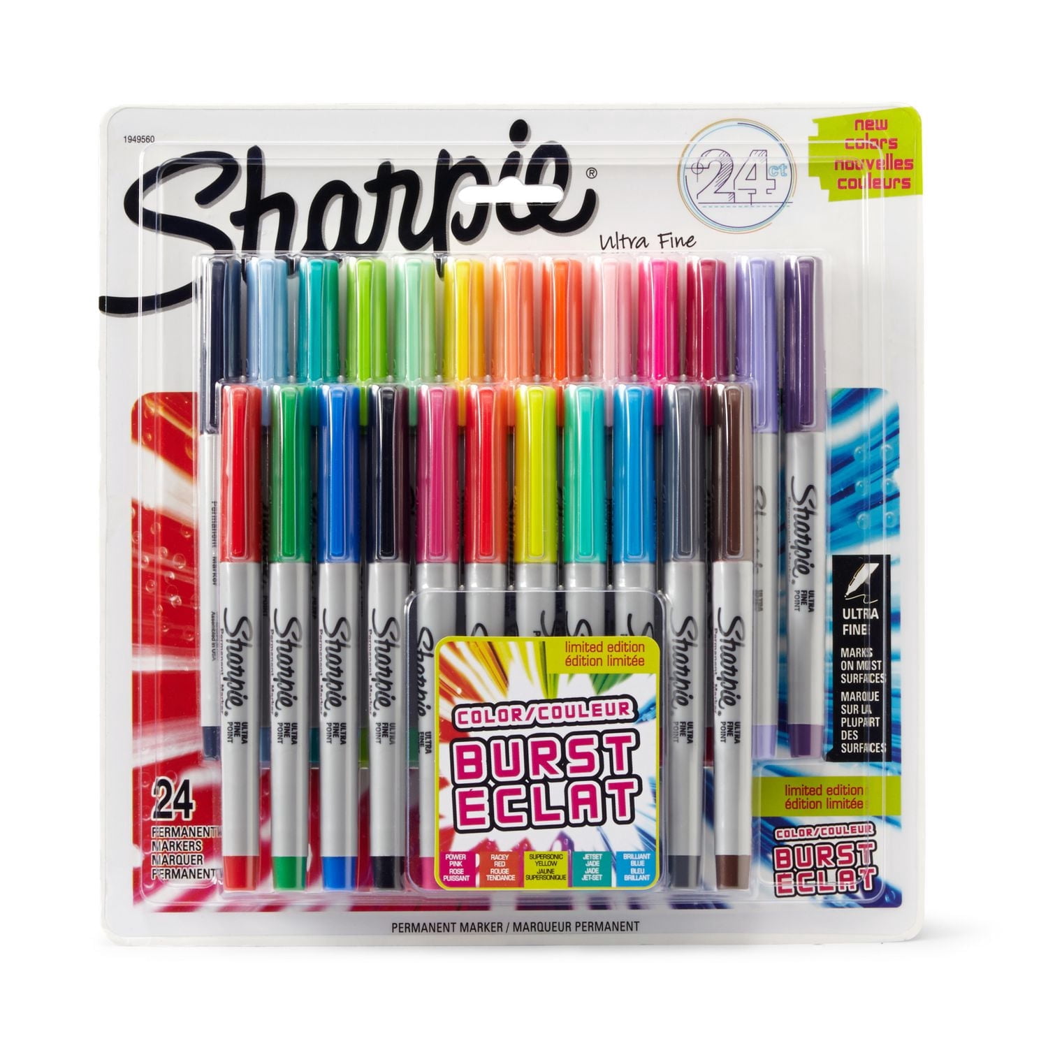 Sharpie Permanent Markers, Ultra Fine Point, Assorted Colour Burst Colours