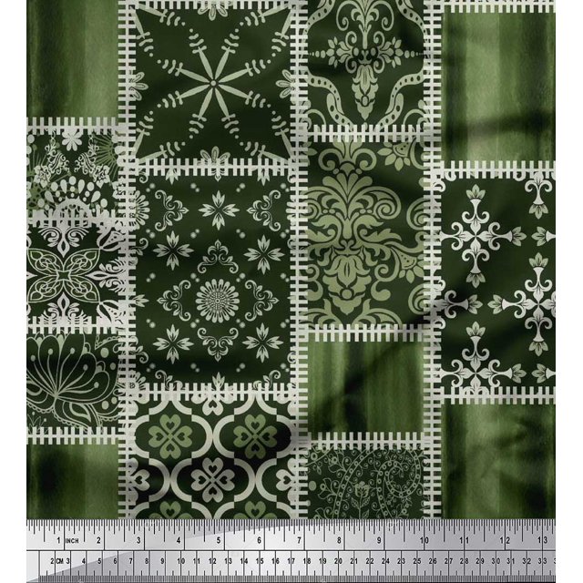 Soimoi Poly Georgette Fabric Paisley,Mandala & Quatrefoil Patchwork Fabric Prints By Yard 42 Inch Wide