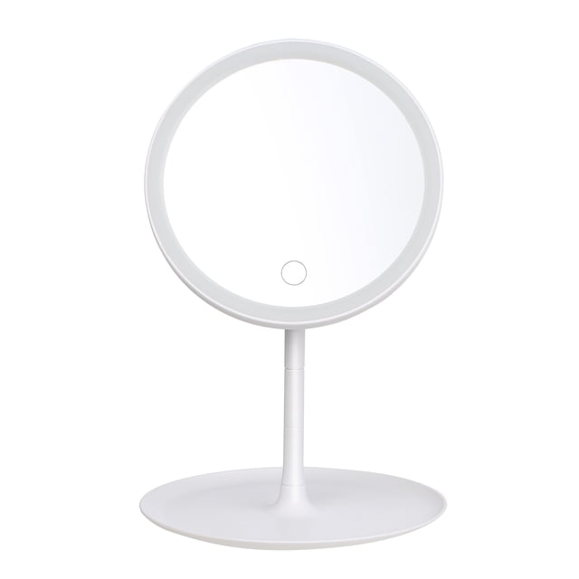 Rechargeable Round Makeup Mirror with L-ED Light Screen Switch Detachable Base Desk Makeup Mirror