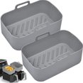 thumbnail image 1 of Mistaha Lot de 2 Casseroles en Silicone pour Friteuse à Air Chaud, Panier Doublure de Bol de Friteuse à Air en Silicone Rectangulaire Réutilisable de Qualité Alimentaire de Remplacement pour Ninja DZ201 DZ401 Instant Vortex 8 QT 10 QT Friteuse à Air, Va au Lave-Vaisselle, 1 of 8
