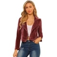 thumbnail image 1 of INSPIRE CHIC Veste de Moto Courte en Velours pour Femme à Fermeture Éclair et Revers Cranté, 1 of 6