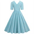 thumbnail image 4 of Pisexur Robe à Manches Courtes à Col en V Mode Femmes Été Robe Poupée à Col en V Robe Plissée à Trois Couches de Couleur Unie Robe pour Femmes en Liquidation, 4 of 6