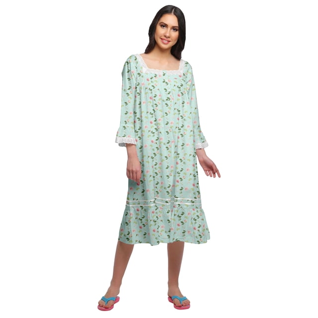 Moomaya Chemise de Nuit Évasée en Coton pour Femmes