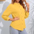 thumbnail image 2 of Yuyuzo Womens Shirts Long Sleeve Button down V Neck Solid Color Basic Fall Going out Tops for Women Blouse, 2 of 4