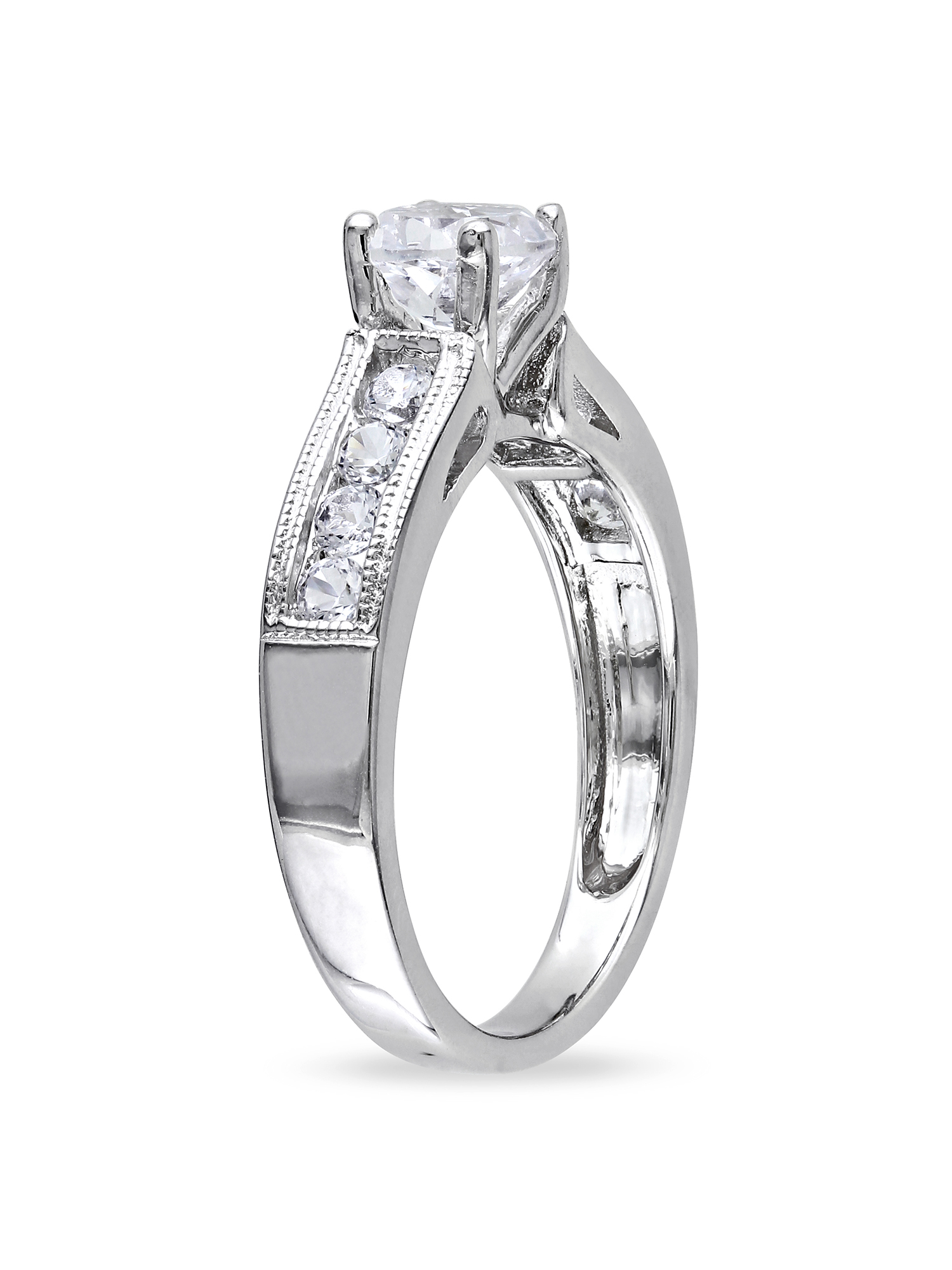 Bague de fiançailles Miabella en saphir blanc synthétique 1.50 carat et argent sterling