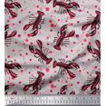thumbnail image 1 of Soimoi Polyester Crepe Fabric Dot & Lobster Ocean Print Fabric by The Yard 42 Inch Wide, 1 of 3