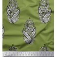 thumbnail image 1 of Soimoi Poly Georgette Fabric Leaves & Floral Block Print Fabric by The Yard 52 Inch Wide, 1 of 3