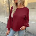 thumbnail image 4 of Timegard T-Shirts pour Femmes à Manches Longues à Col Rond Hauts Basiques Décontractés Confortables Blouses de Couleur Unie, 4 of 6