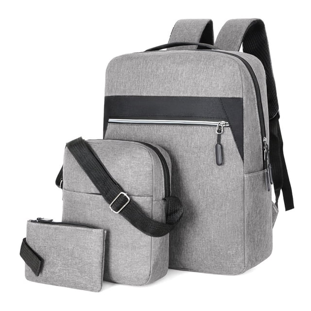 Fashion Three-piece Backpack Backpack Male Business Usb Charging Laptop Bag High-capacity Students Bag
